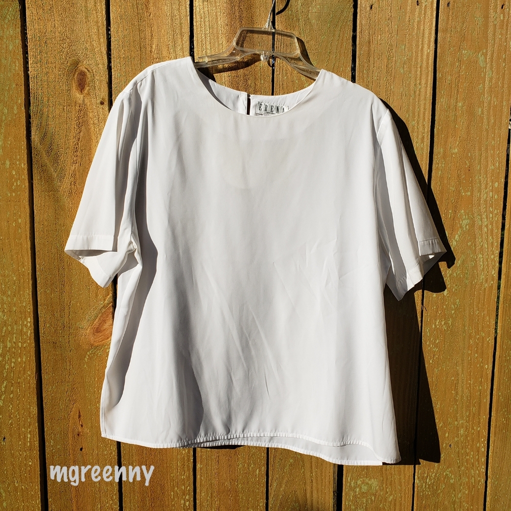 White Short Sleeved Shell Blouse 1X